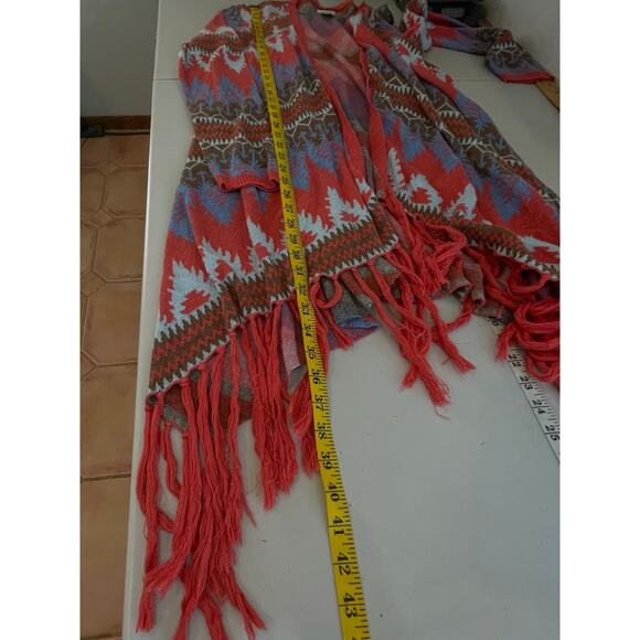 Tasha Polizzi Colorful Southwestern Aztec Native Fringe Cardigan Women's Small - Picture 10 of 11